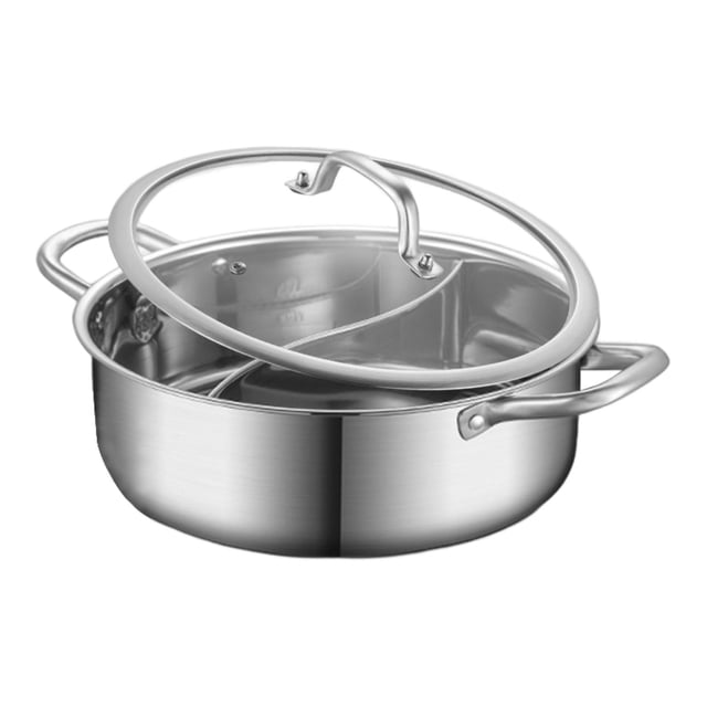 simhoa Shabu Shabu Divider Hot Pot Cooking Gas Stockpot for Camping Household Party 26cm