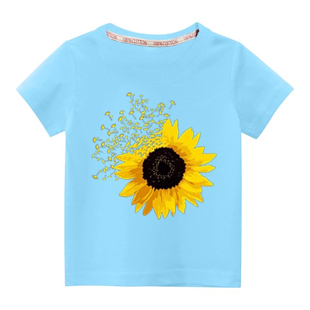 EGNMCR Blouses & Chemises à Manches Courtes Col Rond pour Tout-Petits Garçons Filles Mode Mignon Col Rond Imprimé Haut à Manches Courtes Blouse Fille