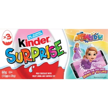 KINDER SURPRISE Milk Chocolate Eggs with Toys, Pink Edition, 3 Pack, 60g