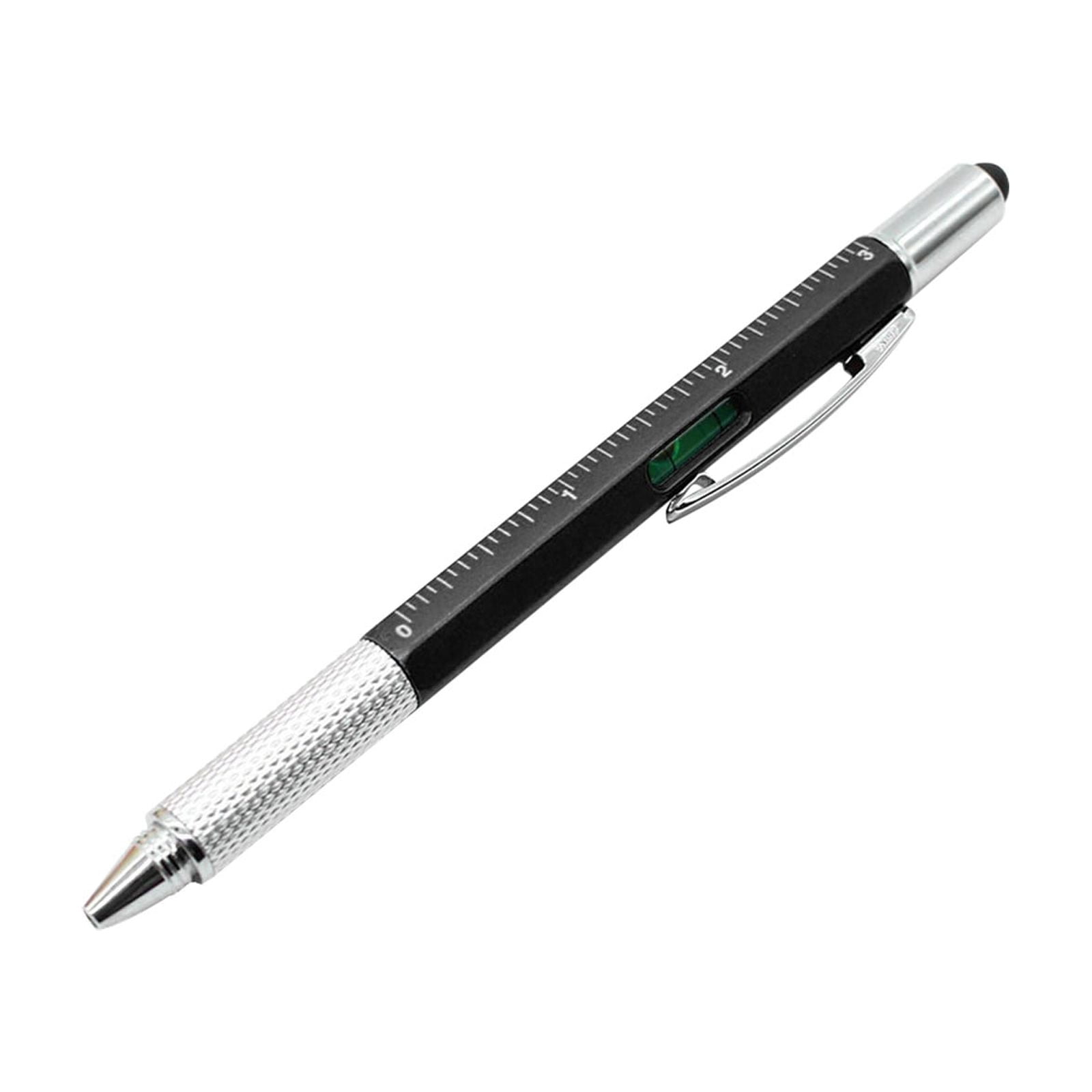 Airpow Fine Point Pen 6 In 1 Multifunctional Screwdriver Tool Caliper Level Scale Ball Point Pen 10Ml Colorful Pens Smooth Writing, Retractable, Waterproof, Fading