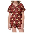 thumbnail image 1 of WEAIXIMIUNG Kids' Christmas Classic Print Button Down Collar Short Sleeve Top & Shorts Pajama Set 10-11 Years, 1 of 6
