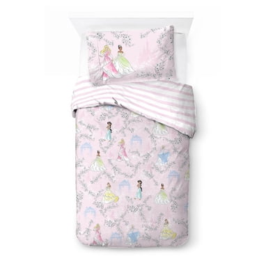 Disney Princess 'Floral Garden' Kids Twin/Full Reversible Comforter and Pillowcase Set, 100% Polyester