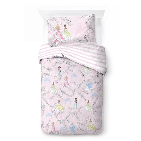 Disney Princess 'Floral Garden' Kids Twin/Full Reversible Comforter and Pillowcase Set, 100% Polyester