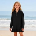 thumbnail image 1 of NTACZA Robe à Manches Longues pour Filles, Mignonne Robe Chandail à Capuchon, Robe Trapèze à Quart de Glissière, Ourlet à Volants, Mini-Robe, 11 Ans, 1 of 9