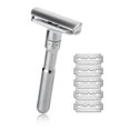 thumbnail image 2 of Stainless Steel Blade Mild Gift for Him Womens Face Manual Shaver Double Edge Razor Classic Men Shaving Adjustable Safety Razor (silver), 2 of 7