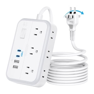 NTONPOWER 10FT Extension Cord 2 Prong 1080 Joules Surge Protector 2 Prong to 3 Prong Outlet Adapter 1875W 2 Prong Power Strip with 4 USB Ports(2 USB C) Wall Mount Flat Plug Extension Cord Old House