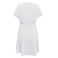 thumbnail image 5 of fartey Womens Button Down Dress Summer 2025 Solid Color Tunic Pleated Mini Dresses Lounge V Neck Short Sleeve Sundresses, 5 of 5