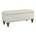 thumbnail image 1 of HomePop Traditional Fabric Large Storage Bench with Nailhead Trim in Cream/Brown, 1 of 11