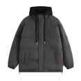 thumbnail image 1 of Styesk Jackets for Men Zipper Up Warm Jackets Outdoor Plus Size Work Coats Hooded Color Block Puffer Jacket Casual Comfy Wind Breaker Jackets with Pockets, 1 of 8