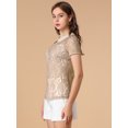 thumbnail image 4 of INSPIRE CHIC Women's See Through Contrast Color Collar Lace Top Blouse, 4 of 6