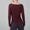 thumbnail image 4 of Timegard Workout Tops for Women Scoop Neck Long Sleeve Crop Tops Irregularly Athletic Running Tee Shirts, 4 of 5