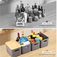 thumbnail image 4 of s Storage Bins with Bamboo Plastic Storage Containers with Stackable Storage Box：Storage Baskets for Organizing Desktop Closet Playroom Classroom Office (), 4 of 7