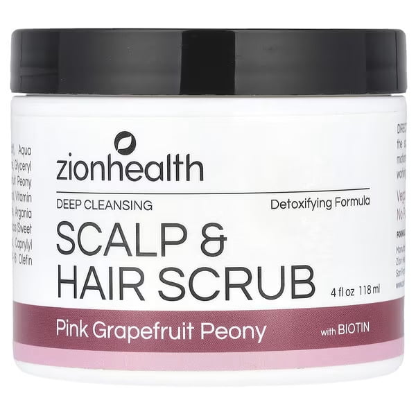 Zion Health, Scalp & Hair Scrub with Biotin, Pink Grapefruit Peony