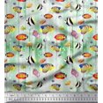 thumbnail image 1 of Soimoi Tissu Crêpe Polyester Poissons & Coquillages Imprimé Océan Tissu au Mètre 42 Pouces de Large, 1 of 2