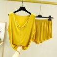 thumbnail image 2 of Chbgutlmr 2 Piece Womens Pajama Sets Summer V Neck Sleeveless Tops Ruffle Elastic Waisted Shorts Lounge Outfits, 2 of 3