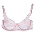 thumbnail image 1 of Soutien-gorge en Dentelle Florale pour Femmes à Col en V, Bretelles Ajustables, à Armatures, Aguichant, 1 of 9