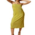 thumbnail image 1 of Solid Color Pleated Summer Dress for Women, 1 of 6