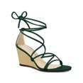 thumbnail image 1 of BLISSFUL STEP Sandales à Talon Compensé à Lacets à Brides pour Femme Vert Foncé (Taille 6), 1 of 7