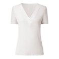 thumbnail image 4 of Heliisoer Large Size Women Lace Solid Splicing Blouse V-Neck Tops Shirt, 4 of 8