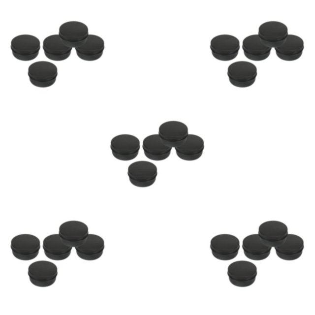 Transemion 5pcs Empty Aluminum Jars Cosmetic Screw Balm Lip Lid Cans Containers Black 50ml 5Set