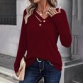 thumbnail image 2 of Womens Long Sleeve V Neck T Shirts 2025 Casual Basic Ribbed Knit Tops Lightweight Stretch Pullover Sweater Shirts, 2 of 5