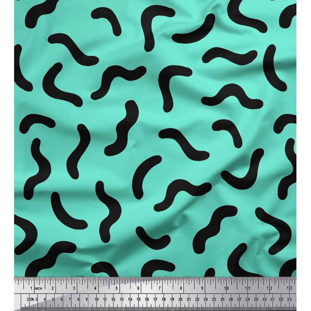 Soimoi Green Rayon Crepe Fabric Brush Stroke Abstract Decor Fabric Printed Yard 46 Inch Wide