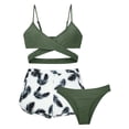thumbnail image 1 of MIASHUI Girls Bathing Suits 3 Piece Swimsuit Summer Bikini Sets with Shorts,Dark Green,8-9 Years, 1 of 2