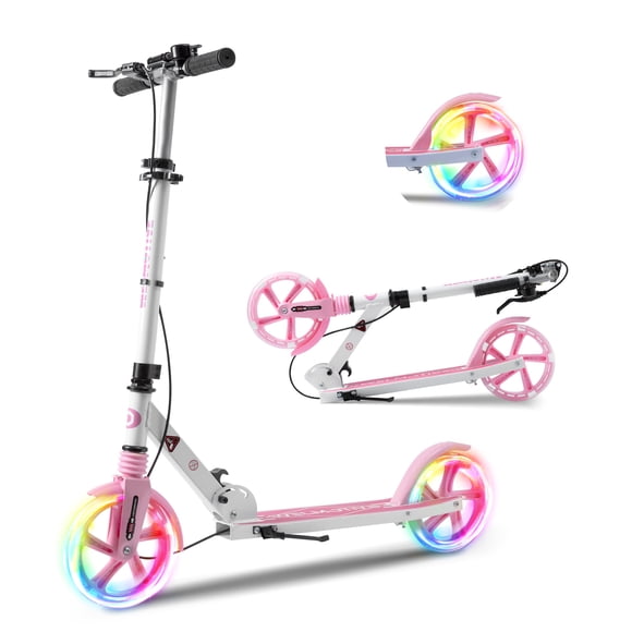 Welmotive Kick Scooter for Kids Ages 8+ Teens & Adults, with front handbrake and Rear Brake, and Adjustable Handlebars, Big Sturdy PU flash Wheels Great Gift & Toy