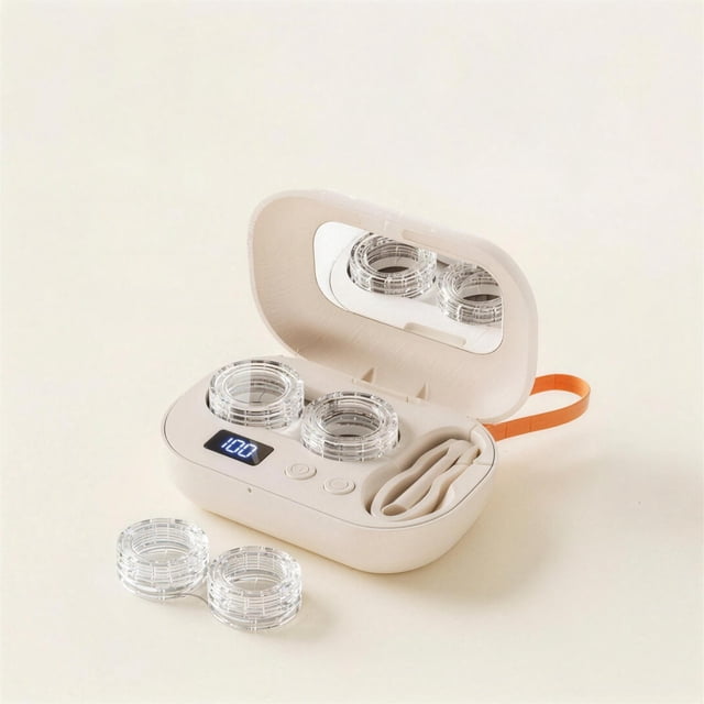 Eoozwa Portable Ultrasonic Contact Lens Cleaner, Automatic Eyeglass Cleaning Box for Daily Use, Rechargeable Case for Travel and Home, Gift for Contacts Wearers