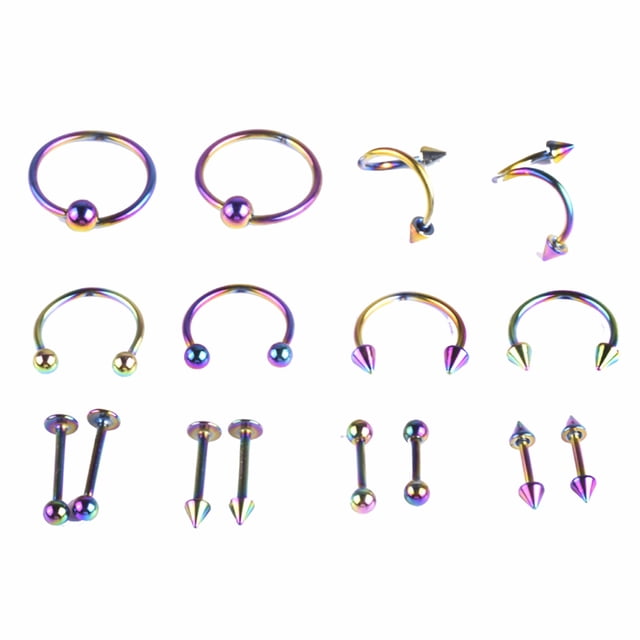 Ensemble de Perçage Corporel 16 Pcs, Ensemble de Bijoux de Perçage Universel Mode, Ensemble de Bijoux pour le Corps.