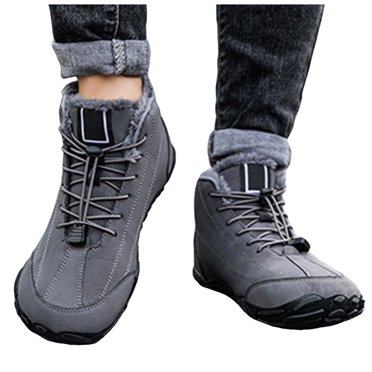 Rokment Bottes d'Hiver pour Hommes Pieds Nus Antidérapantes Doublées en Molleton Thermiques à Bout Grand Bottines de Randonnée et de Combat à la Cheville