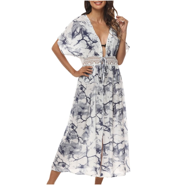 Cache-maillots pour Femmes Mode Décontractée Printemps et Été Ajouré Plage Style Long Cache-Maillots Cache-Maillots pour Femmes en Liquidation