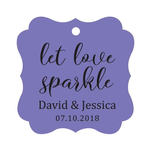 Darling Souvenir Personalized Fancy Frame Paper Tags Wedding Sparklers Let Love Sparkle Custom Hang Tags-Lavender-50 Tags