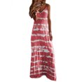 thumbnail image 1 of Daeful Robes Maxi Teinture sur Nœuds Longue Robe Sans Manches Robe d'Été Kaftan Ample Col en V Rouge Vin TTG, 1 of 7