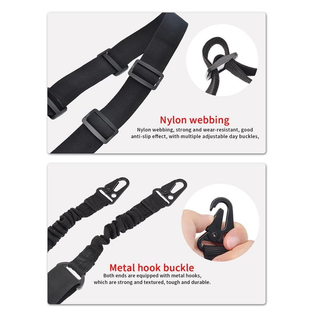 2PCS Outdoor Surviving Rope Multifunctional Black Nylon Strap for Binding Climbing Tent Building Adjustable Safety Belt with metal Buckles for Outdoor Activities