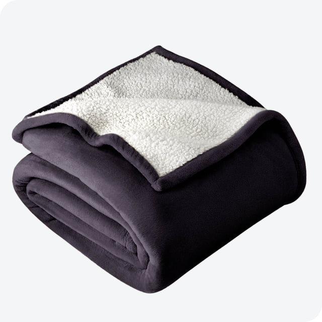 Bare Home Couverture de Lit en Sherpa Pelucheuse - Duveteuse et Douce - Réversible - Légère - Lit Simple/simple TG, Aubergine