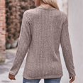 thumbnail image 3 of Pisexur Womens Casual Asymmetrical Sweater Solid Color Long Sleeve Ribbed Knit Sweater Crew Neck Button Front Pullover, 3 of 3
