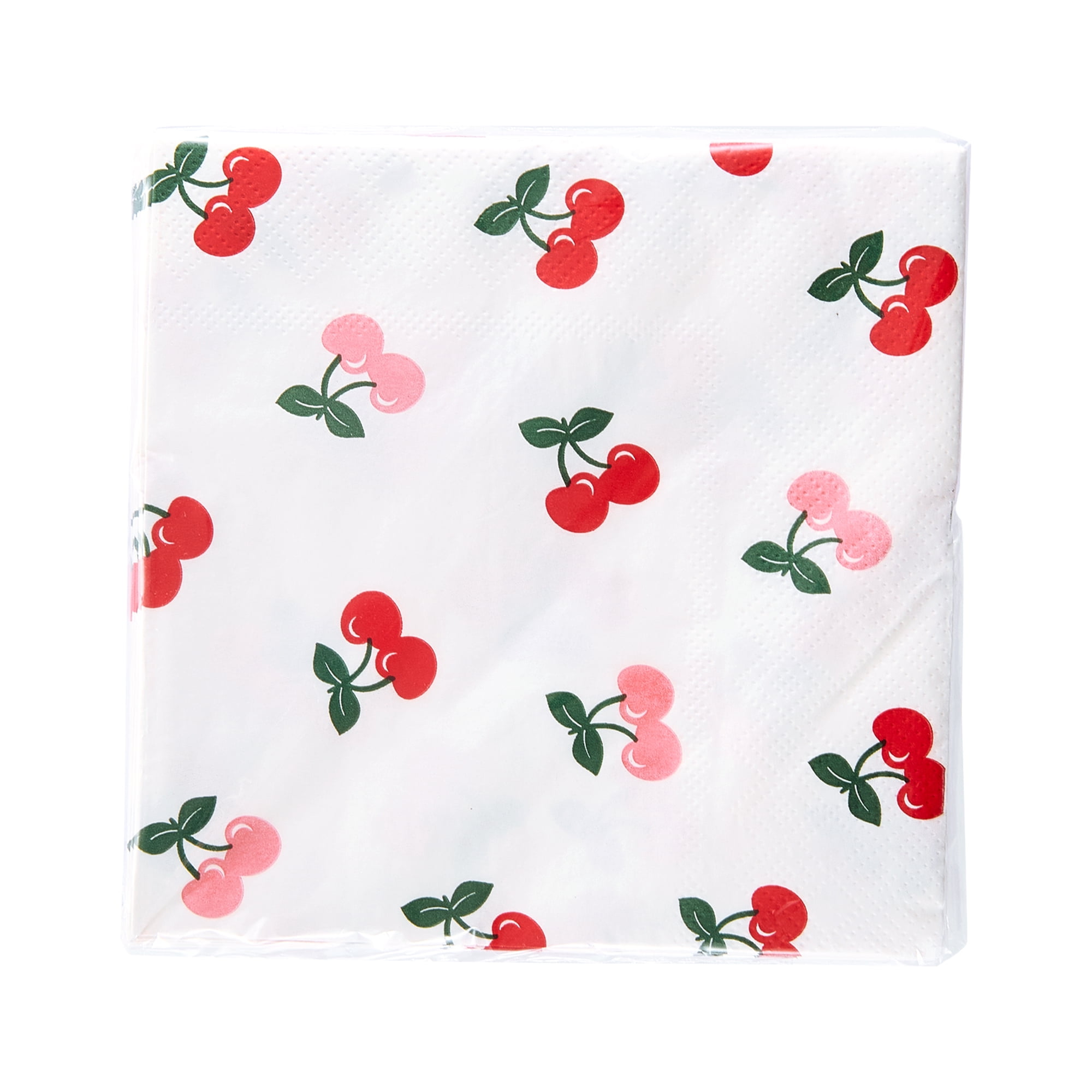 Way to Celebrate – Serviettes de table pour le déjeuner (18 pièces) – Motif Cerises – Collection Été