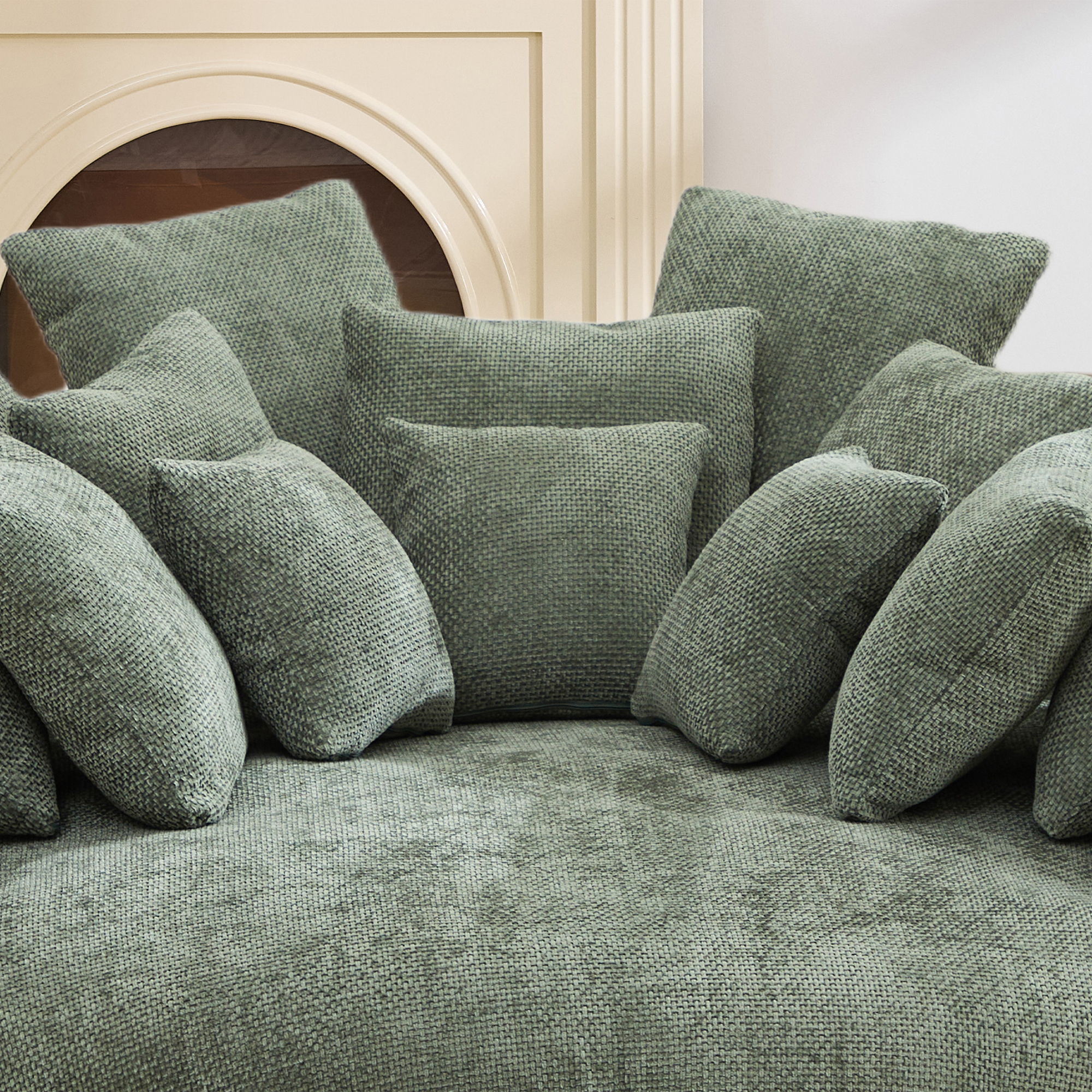 Pouf géant Noble House, méridienne moelleuse et lit convertible, vert olive