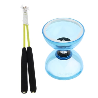 Triple Bearing Diabolo Chinese Juggling Toy Set W/ Stick String 12cm - Blue, 12cm