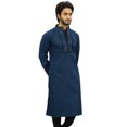 thumbnail image 4 of Atasi Chemise Tunique Décontractée pour Homme à Col Mandarin en Coton Bleu Long - Moyen, 4 of 7