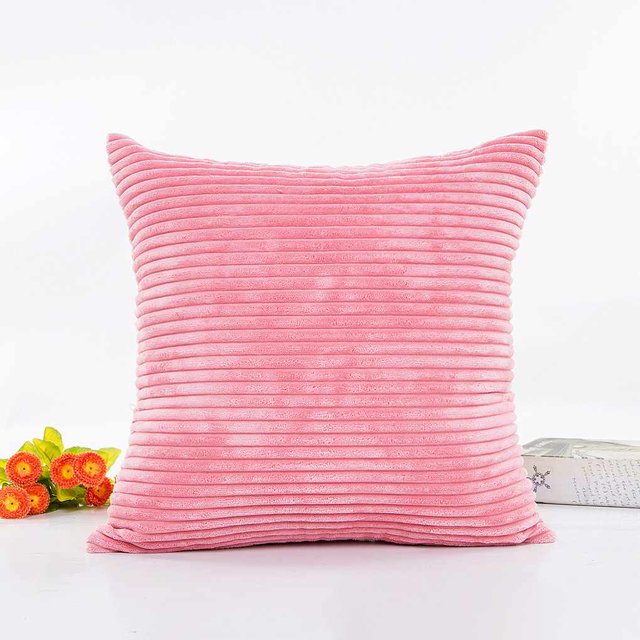 Becaristey Plain Corduroy Cushion Cover Throw Pillow Case Slips Pillowcase Square Soft Home pink