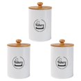 thumbnail image 2 of DOLITY 3 Pcs/set Metal Kitchen Canister Set Coffee Tea Sugar Storage Canisters Tins B White, 2 of 9