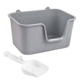 thumbnail image 3 of DOLITY Cat Litter Basin Bedpan Kitten Potty Toilet with Portable Open Gray XL, 3 of 9