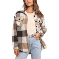 thumbnail image 1 of ORUYROP Womens Casual Plaid Shacket Button Down Long Sleeve Shirt, 1 of 5
