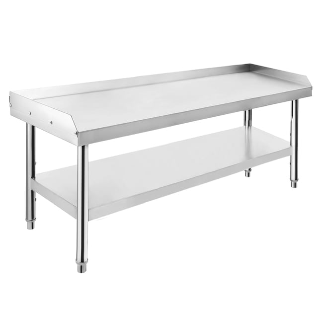 BeesClover Support de Gril en Acier Inoxydable, Table, 48"x28 Pouces, Capacité de Charge de 1500 Lb, Surface Antimicrobienne, Bord Courbé de 3 Pouces et Roulettes Verrouillables, Équipement de Cuisine Commercial