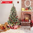 thumbnail image 4 of Patiojoy 5FT Pre-lit Artificial Christmas Tree Pre-decorated Hinged Xmas Tree with 450 Branch Tips 200 LED Lights 8 Light Modes, 4 of 10