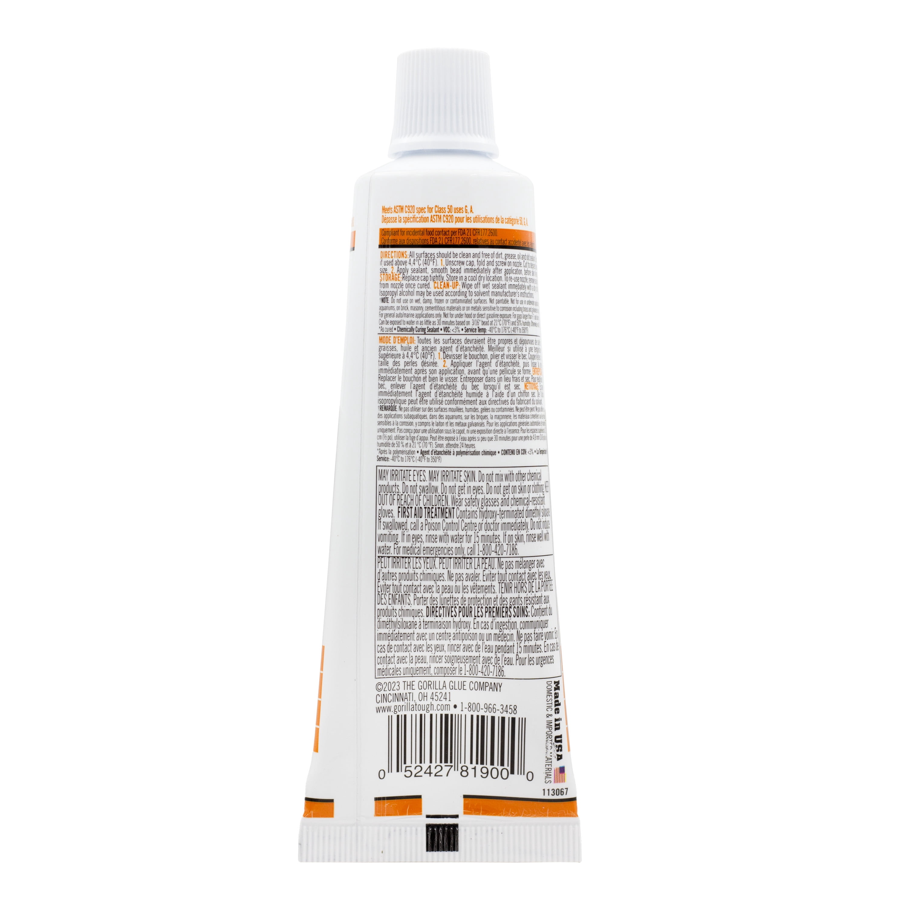 Gorilla Scellant 100 % silicone 82 ml, blanc