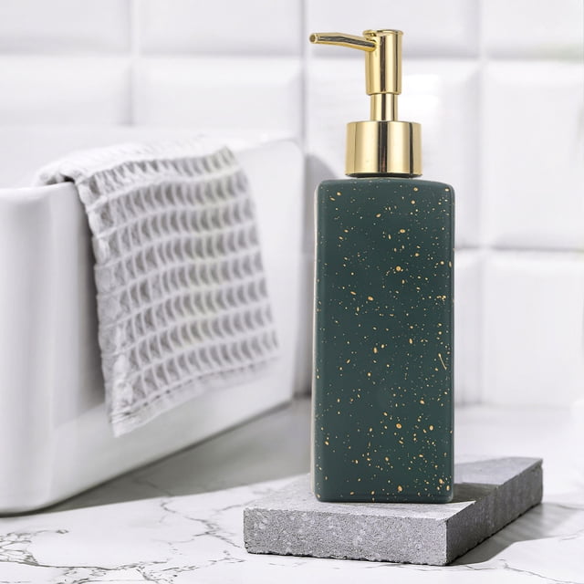 Birdeem Glass Foaming Soap Dispenser,Refillable Soap Dispenser with Square Design for Bathroom and Kitchen,Foam Pump Bottle for Hand Soap and Body Wash,11.8 Oz Capacity