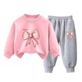 thumbnail image 2 of Pisexur Ensemble 2 Pcs pour Bébé Filles Garçons Automne Hiver Mode Décontractée Polaire Manches Longues Col Rond Chandails en Molleton et Pantalons Vêtements de Détente Imprimé Mignon Ensemble de Survêtement pour Enfants 3-8 Ans, 2 of 4